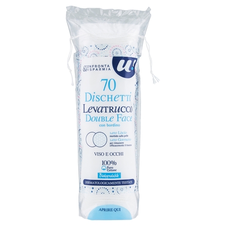 70 DISCHETTI LEVATRUCCO DOUBLE FACE VISO E OCCHI 100% PURO COTONE U! Confronta & Risparmia